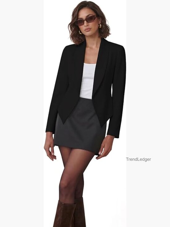 Jackets & Blazers - Casual Work Office Blazer Open Front Shawl Collar Long Sleeve Jacket